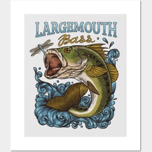 Largemouth Bass & Dragonfly Posters and Art